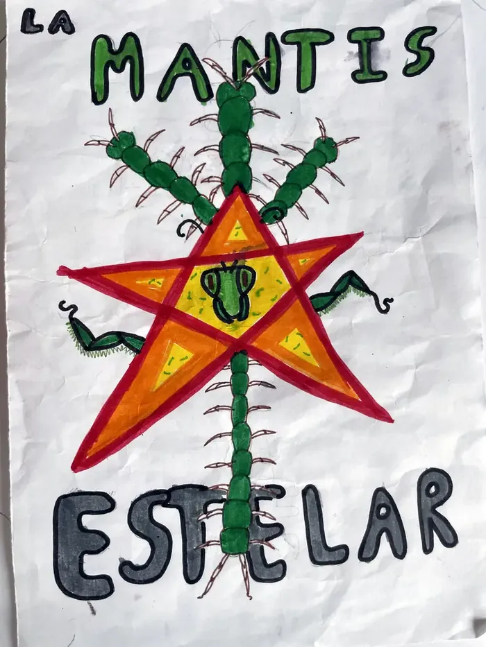 La primera portada de La Mantis Estelar, dibujada a rotulador por Jesús